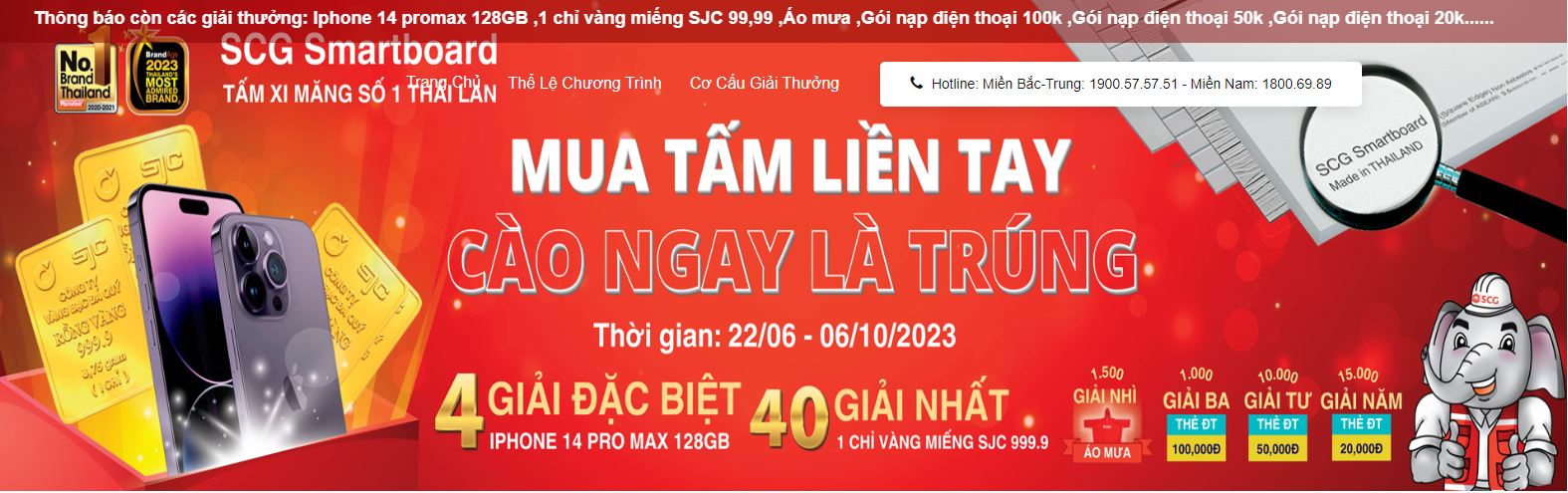 MUA TẤM LIỀN TAY – CÀO NGAY LÀ TRÚNG cùng SCG Smartboard